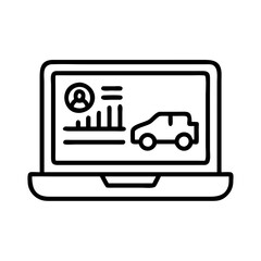 laptop with car data icon, laptop with car data line art - simple line art of laptop with car data, perfect for laptop with car data logos and icons