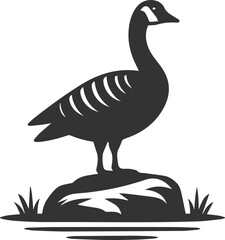 Silhouette of a goose standing on a rock animal vector