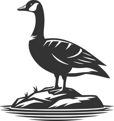 Silhouette of a goose standing on a rock animal vector