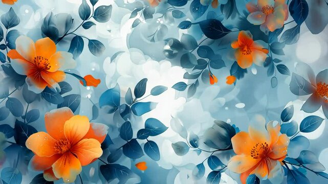 magical floral pattern with delicate leaves and petals