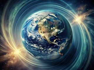 Vintage Space: Spinning Earth Globe, Global Exploration, Satellite View
