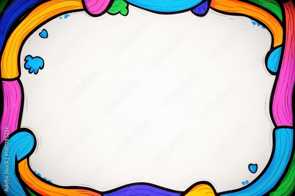 Poster cartoon frame with colorful abstract border around a blank center space