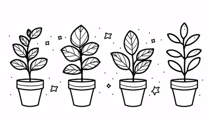 Obraz premium A cute, hand-drawn illustration of a beautiful flower pot, perfect for kids' coloring fun.