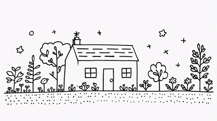 Naklejka premium A cute, hand-drawn illustration perfect for a simple, fun coloring page for kids to enjoy.