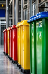 Vibrant Recycling Bins in Industrial Area