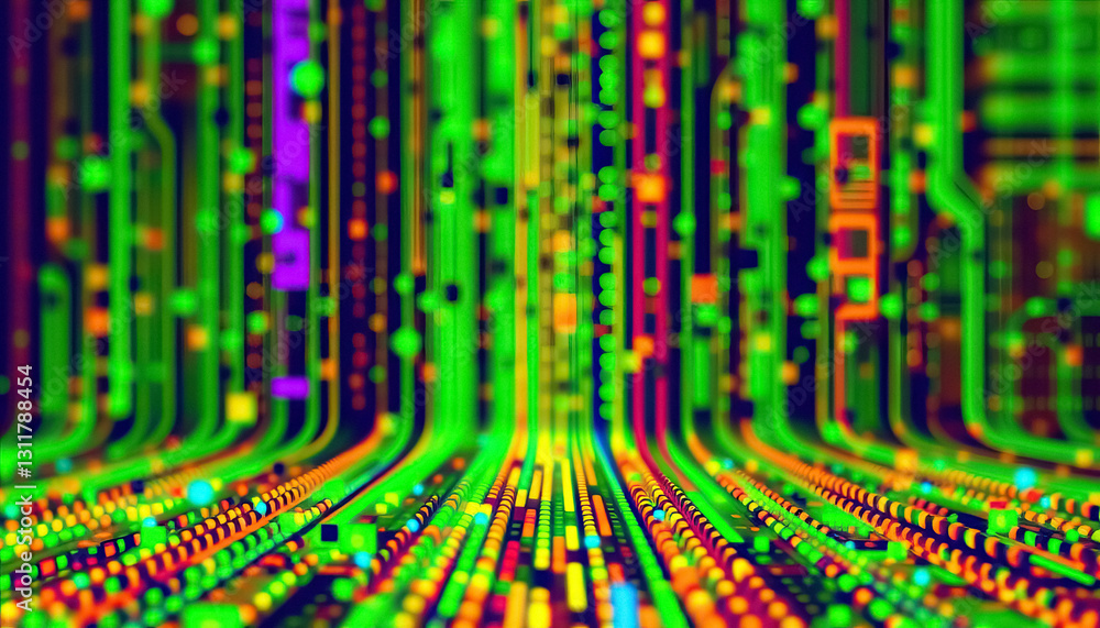 Aufkleber Abstract representation of data streams with vibrant colors and blurred lines suggesting connectivity