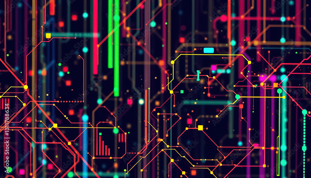 Aufkleber abstract representation of digital information pathways with network of glowing connections