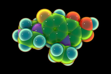 Molecular structure of ciprofloxacin antibiotic, 3D illustration