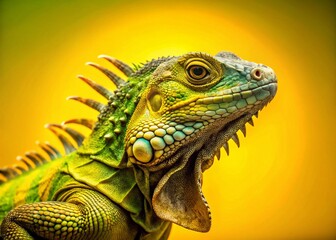 Vintage Style Photo YellowGreen Iguana
