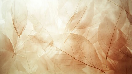 Nature-inspired aesthetic with translucent beige leaves and flower petals forming a delicate organic pattern