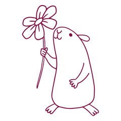 guinea pig with flower stroke.eps