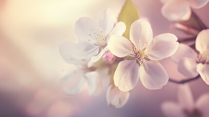 Soft-focus floral composition with fresh blossoms, perfect for spring and seasonal designs