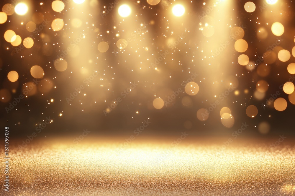 Aufkleber a shimmering golden stage illuminated by soft lights, creating a festive and elegant atmosphere perf