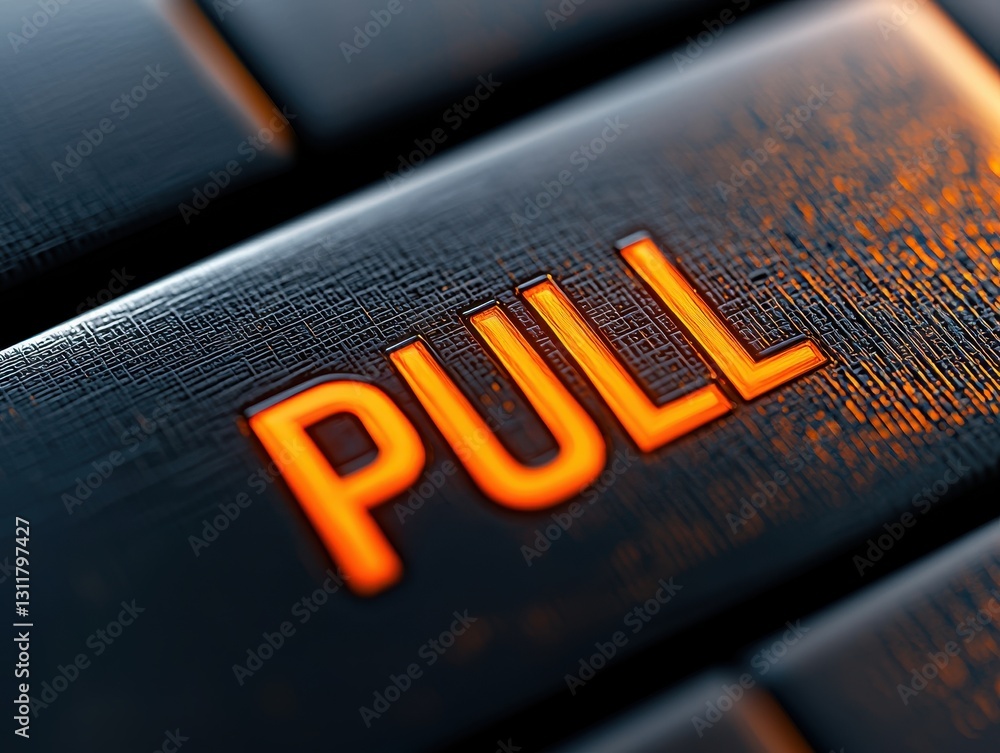 Poster close-up of a black button with the word 