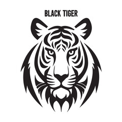 Bold Black Tiger Head Logo vector silhouette  Design