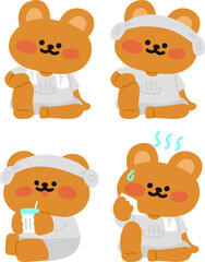 찜질방을 즐기는 곰돌이 캐릭터