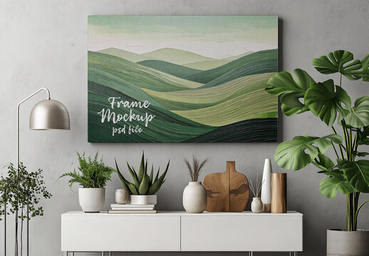 Canvas Poster Frame Mockup for Product Packaging and Brand Identity