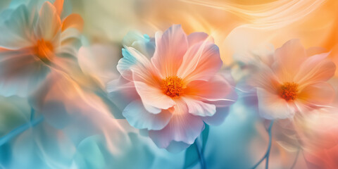 Vibrant, pastel, soft, dreamy, ethereal, and beautiful floral background. Backdrop for cosmetics, spa, perfume, beauty salon, florist shop, invitation, gift cards