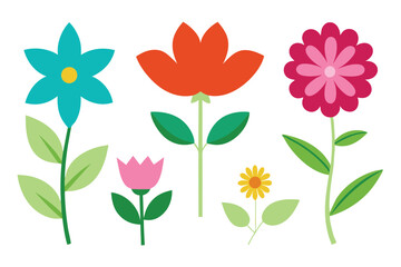 Diverse floral vector illustrations featuring vibrant flowers, perfect for microstock and design projects.