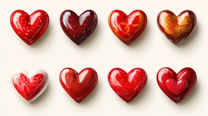 Fototapeta premium Heart-shaped sweets; studio shot; white background