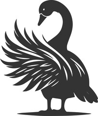 Silhouette of a goose preening its feathers animal vector