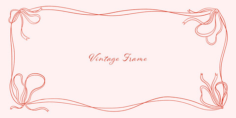 Thin vintage frame with decorative ribbon in classic style