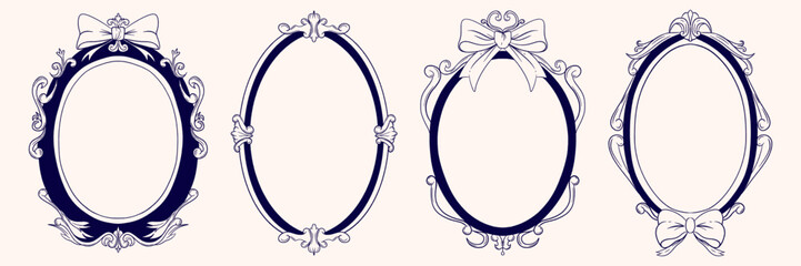 Ornate antique frames with elegant contours and artistic details