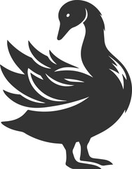 Silhouette of a goose preening its feathers animal vector