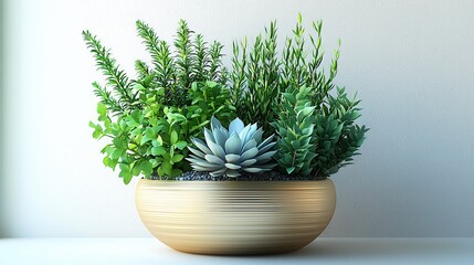 Indoor potted herbs & succulents