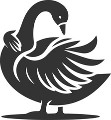 Silhouette of a goose preening its feathers animal vector