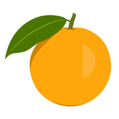 Orange with leaves isolated on white background