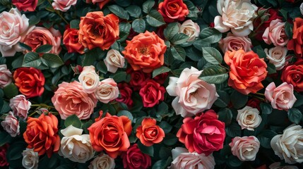 Obraz premium Vibrant roses in various colors and shades.