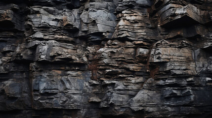 A head-on photograph of a rock wall with a matching rock floor, creating a natural wallpaper.

