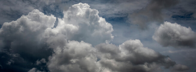 Banner Dramatic dark storm clouds black sky background. Dark thunderstorm clouds rainny season....