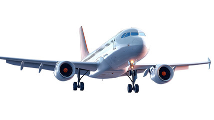 Naklejka premium Airplane Descends Smoothly on Runway, Isolated on White Background