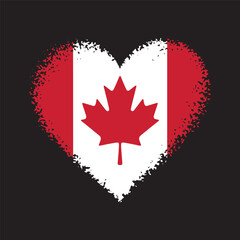 Obraz premium Canada flag inside love heart creative grunge texture Vector design