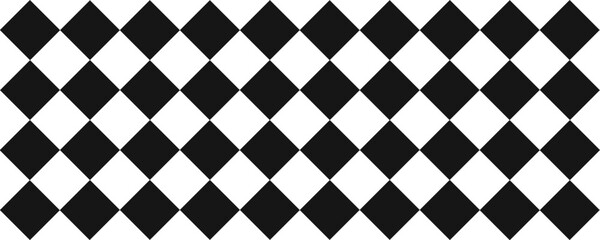 Seamless harlequin pattern with black diamonds on a white background.