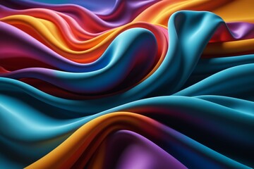 a close up of a colorful fabric with a wave pattern