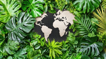 3D Earth Hologram with Green Plants and Digital Data, Symbolizing Environmental Protection and Global Tech Geography