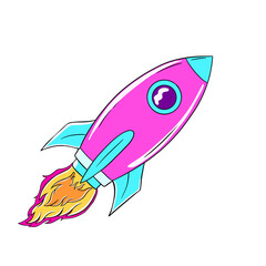 Fototapeta premium rocket illustrations cartoon in isolated background white transparant with fun color