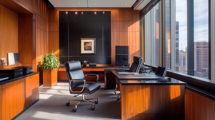 Modern executive office with city view (4)