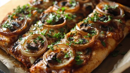 Crispy Pizza with Caramelized Onions and Mushrooms