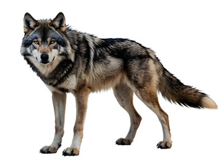 Fototapeta premium Majestic Grey Wolf Standing - Isolated on Transparent Background
