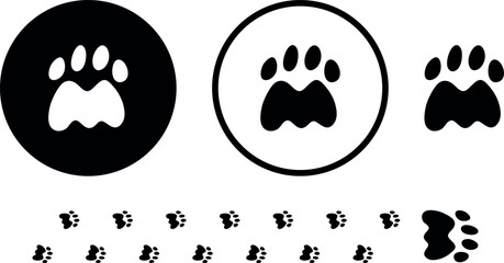Paw print silhouette. Isolated paw print on white background