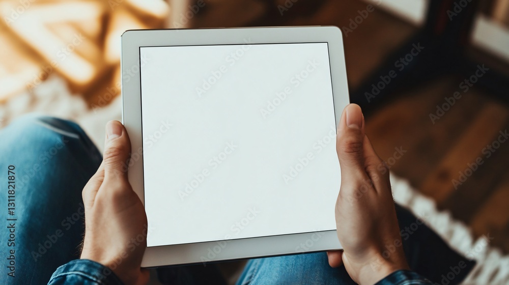 Wall mural professional image of person holding tablet with ample copy space for text usage