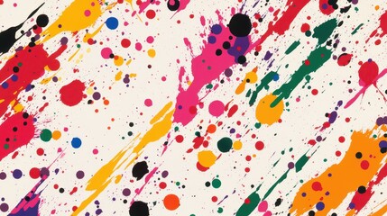 Obraz premium Multicolor inklike fluid patterns with scattered dots, evoking an organic and vibrant abstract style