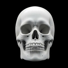 Realistic Human Skull Front View – Anatomical Bone Structure on Black Background