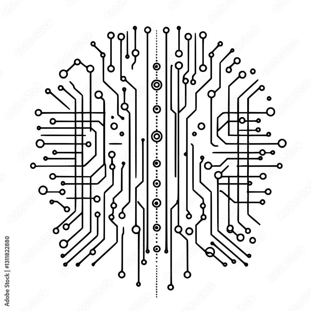 Poster abstract digital circuit board with intricate electronic connections and tech lines