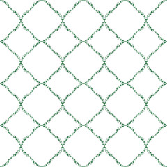 Elegant and minimalistic seamless pattern with delicate green willow branches,  white buds, blue berries.  Perfect for Easter, spring decor, fabric, stationery, and wrapping paper.