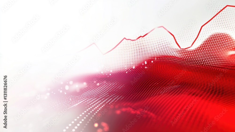 Poster abstract red data graph, dynamic chart, futuristic background, potentially for presentations or tech